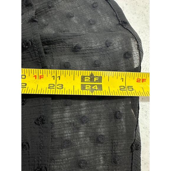 NEW Monteau Los Angeles S Black Tunic Textured Dot Lined Top Blouse D2 - Picture 7 of 7